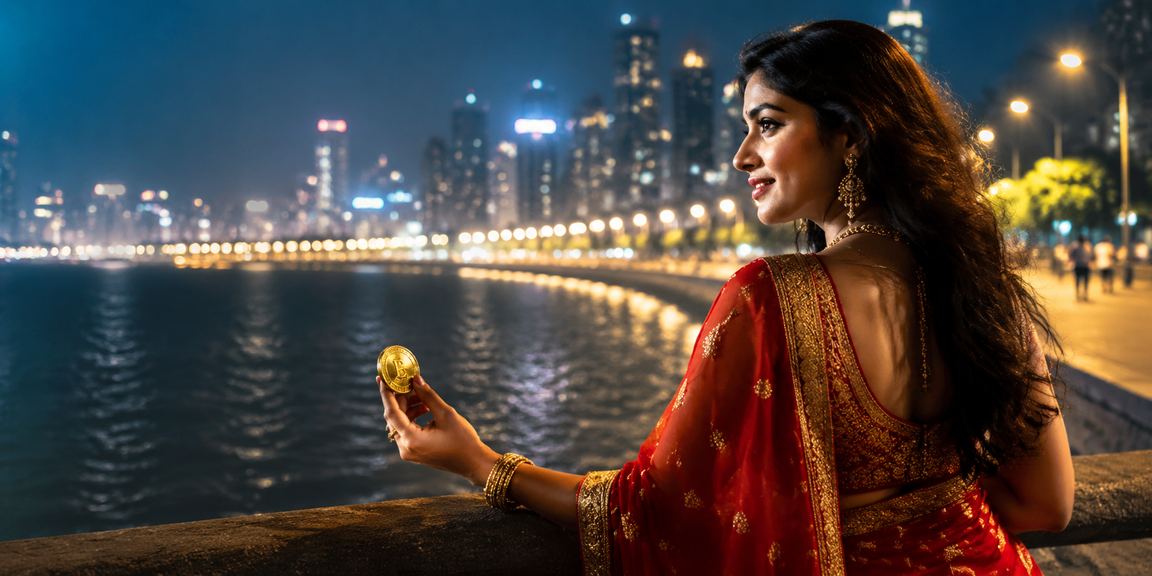 Player participating in rummy game on mobile near Mumbai Marine Drive